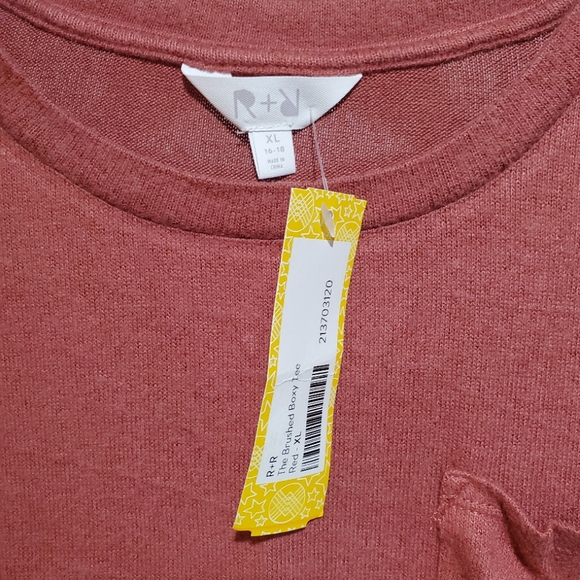 NWT Girl's "R+R" Lightweight Peach Knit Top. Sixe XL (16-18) - Picture 4 of 4